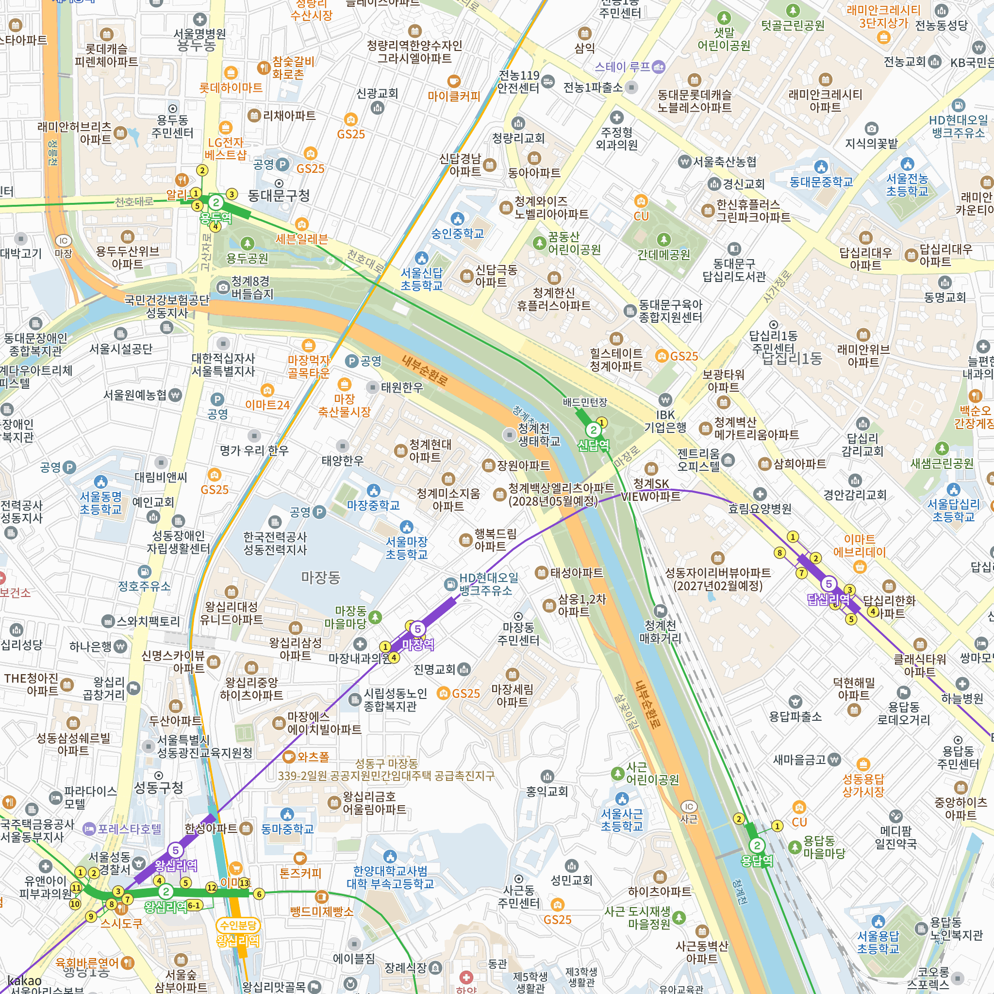 청계백상앨리츠(3차) 반경 1km 주변 시설 지도