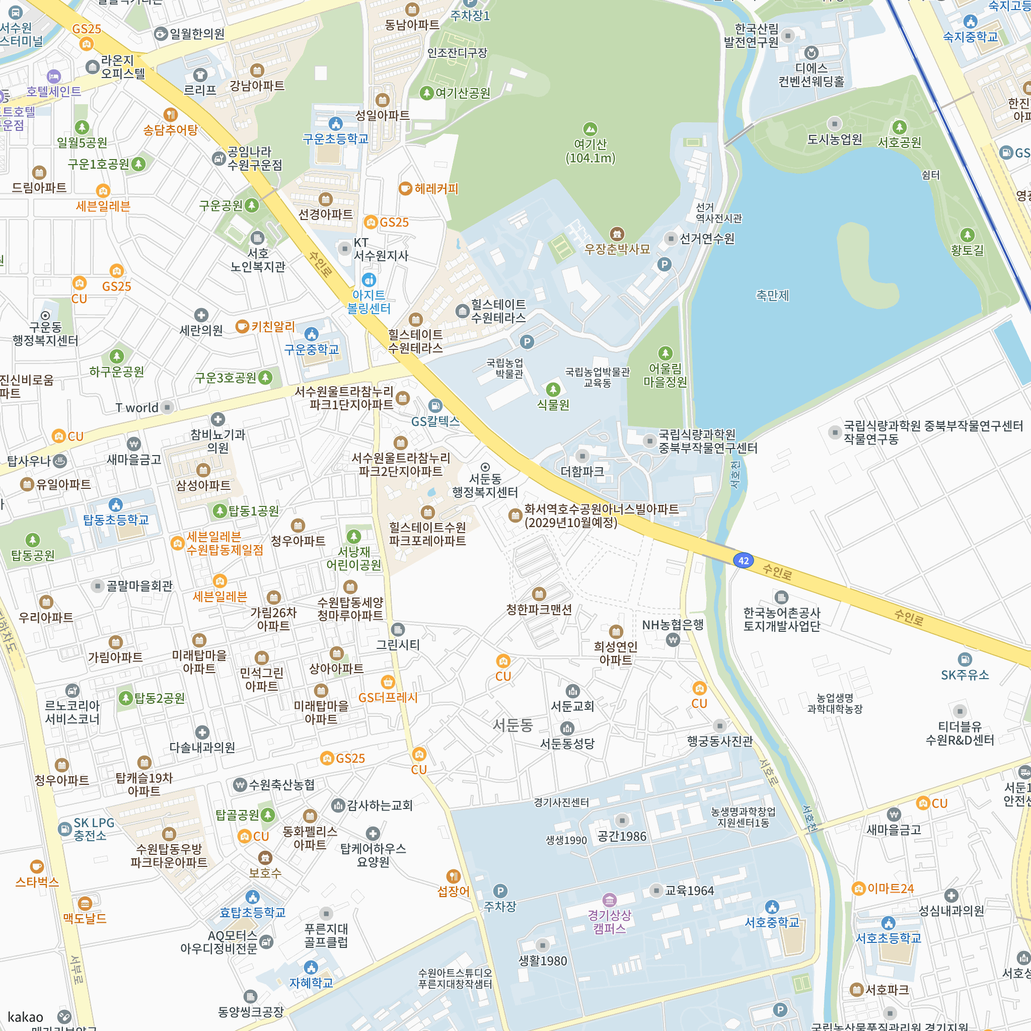 화서역 호수공원 아너스빌 반경 1km 주변 시설 지도