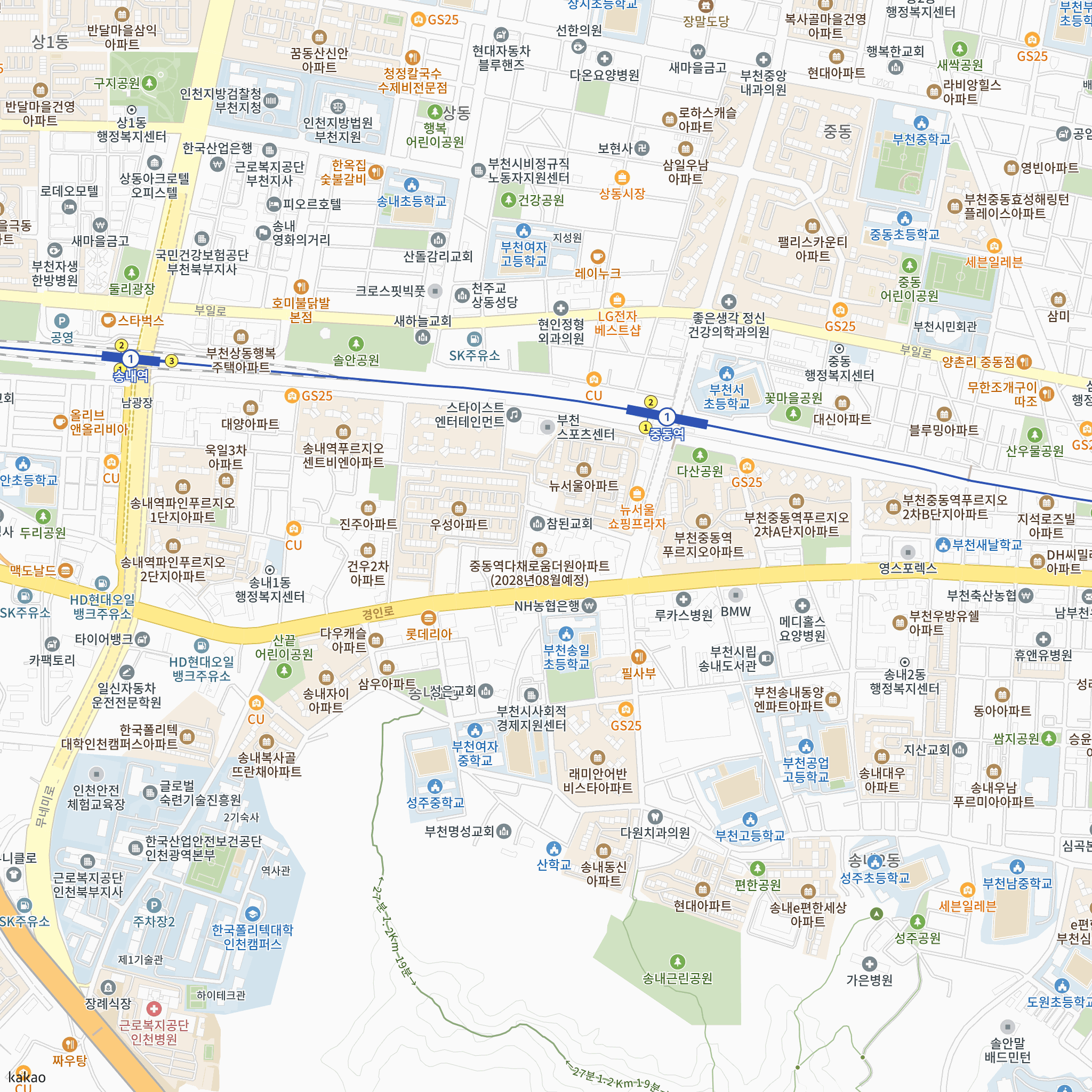 중동역 다채로움 더원 반경 1km 주변 시설 지도